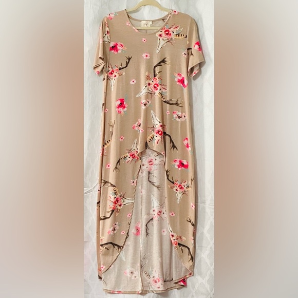 Grace & Emma Spring/summer dress pink & beige beautiful High-Low SZ Small - Picture 1 of 7